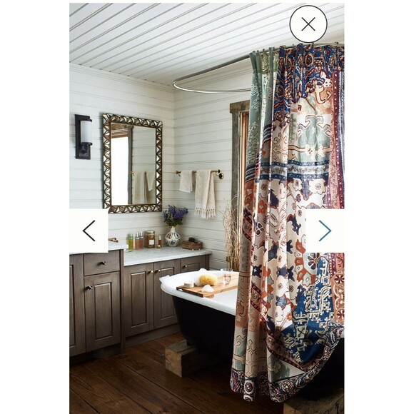 Anthropologie Risa Cotton Shower Curtain Boho Fall Multi-Color Neutrals 72x72 - Picture 15 of 16